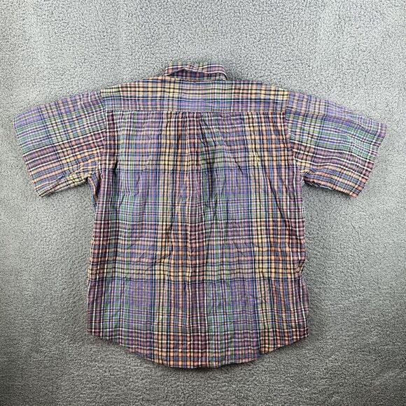 Viyella Mens Button Down Shirt Rainbow Plaid Size Extra Large XL Short Sleeve - Picture 5 of 5